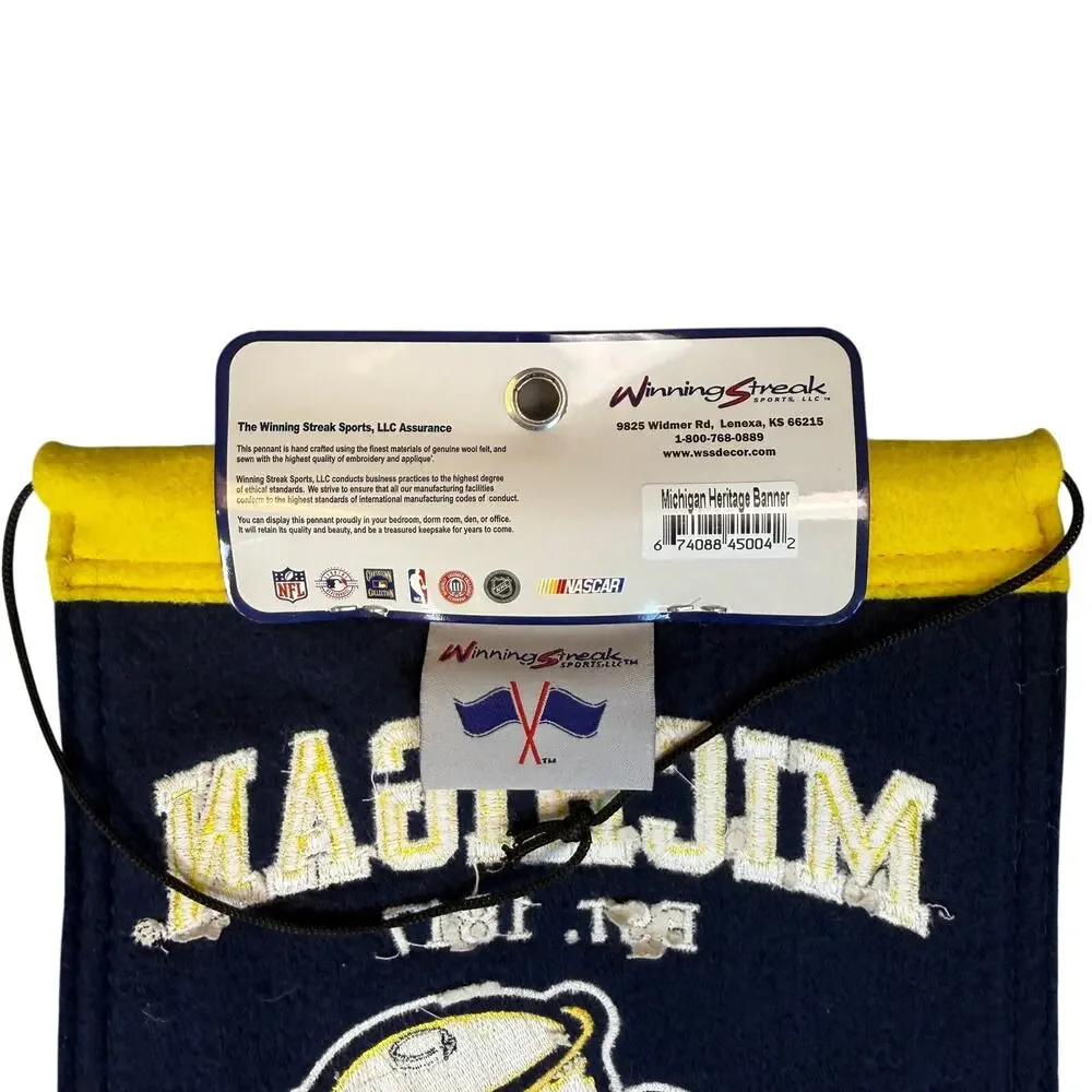Michigan Wolverines NCAA Winning Streak Embroidered Heritage Banner!
